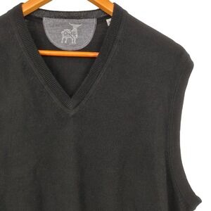 Raffi Men's Sweater Vest XL X-Large Black Extra Fine Merino Wool V-Neck Workwear